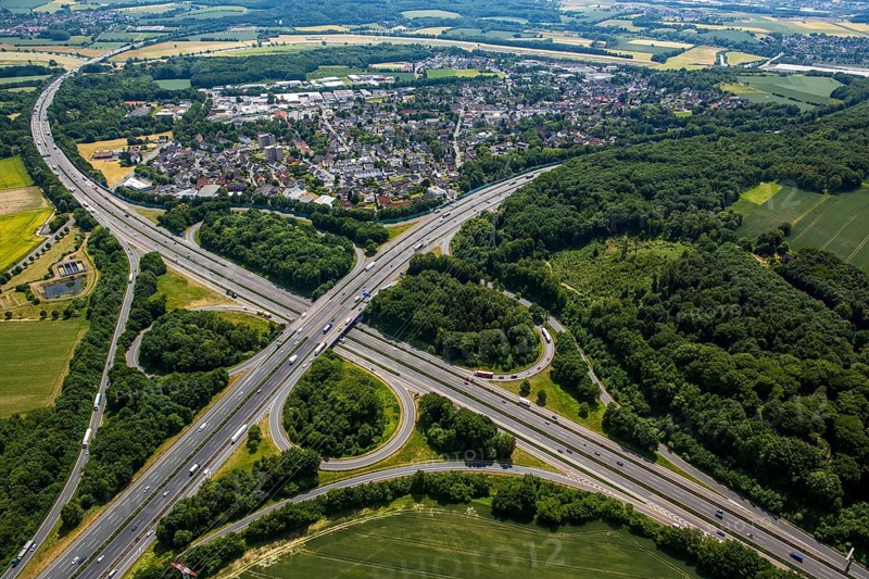 Motorway intersection Westhofen overlooking Schwerte-Westhofen