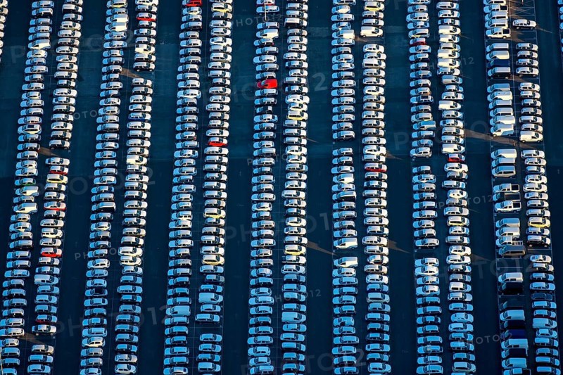 Large parking lot for new cars