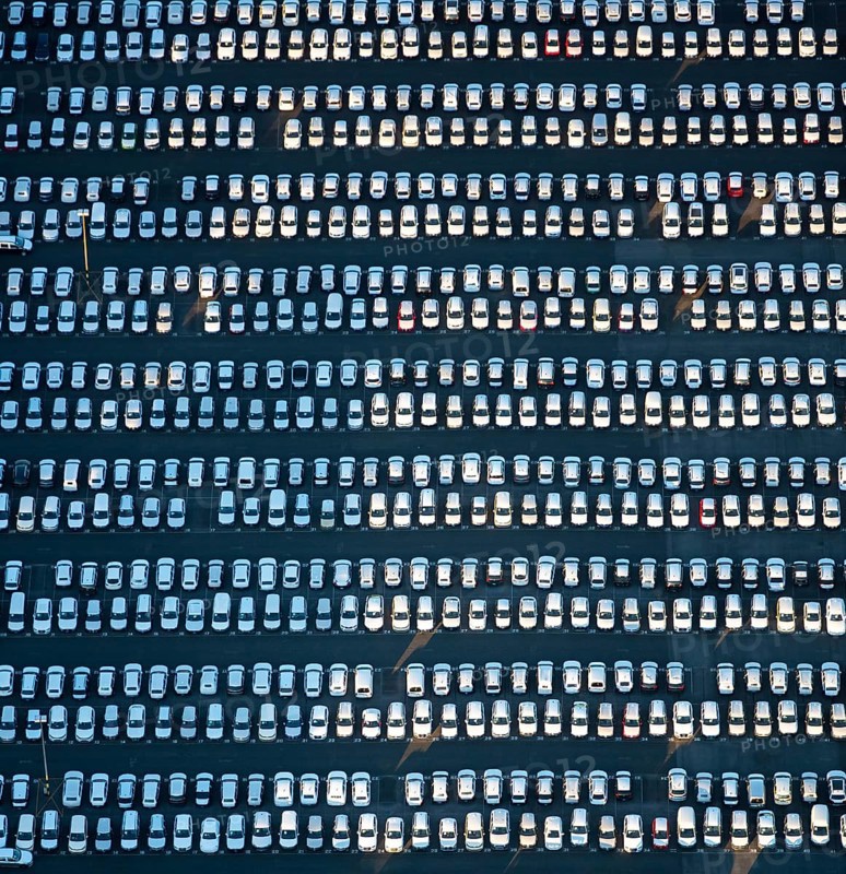 Large parking lot for new cars