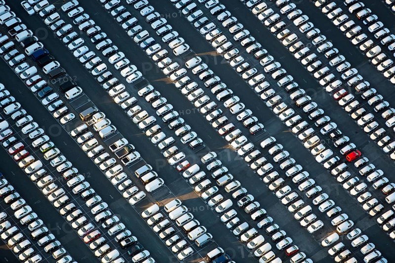 Large parking lot for new cars