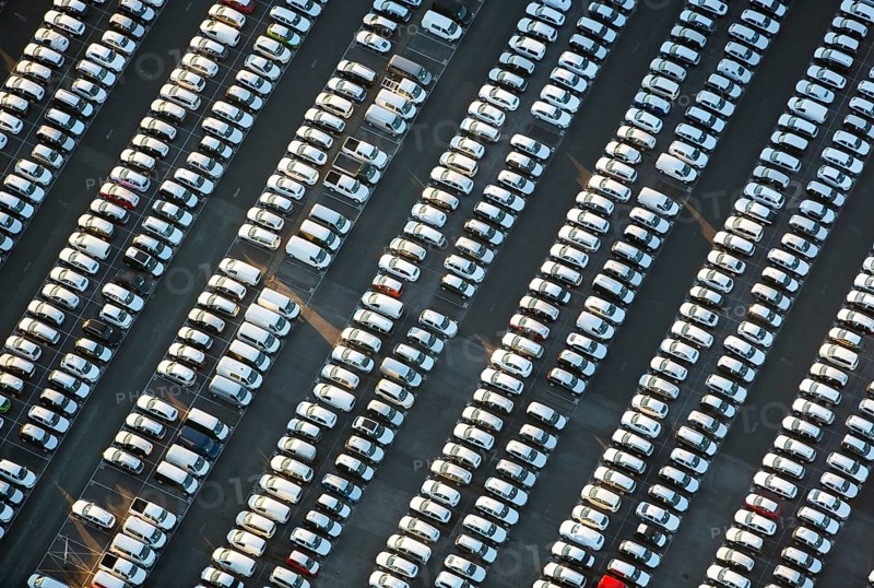 Large parking lot for new cars