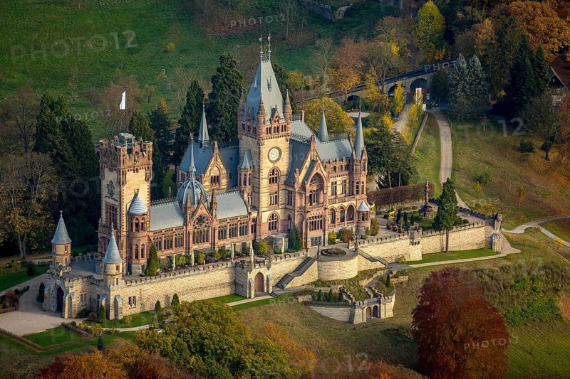 Drachenburg Castle in autumn