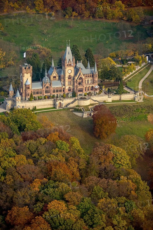 Drachenburg Castle in autumn