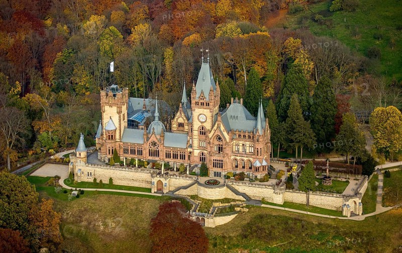 Drachenburg Castle in autumn