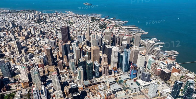 Aerial view of the South of Market district SoMa