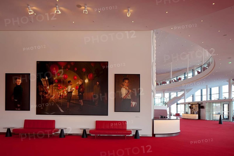 Foyer with modern art
