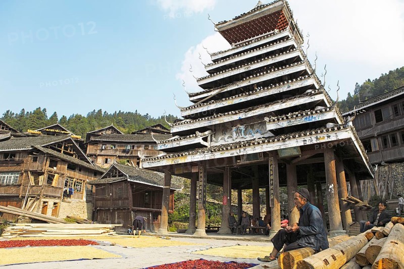 Traditional Drum Tower in Dong village