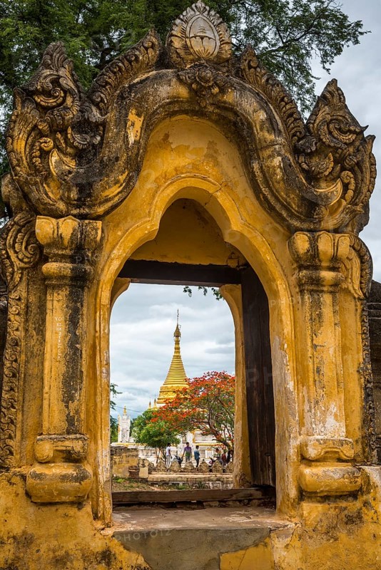 View of pagoda through portal