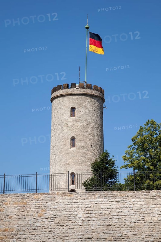 Sparrenburg or Sparrenberg Castle with waving flag