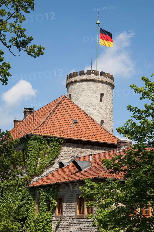 Sparrenburg or Sparrenberg Castle with waving flag