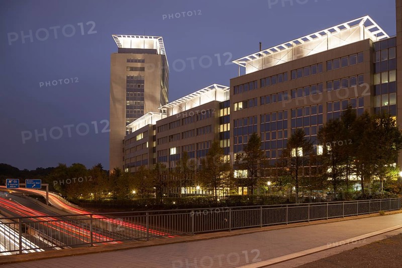 Office Building Evonik at dusk