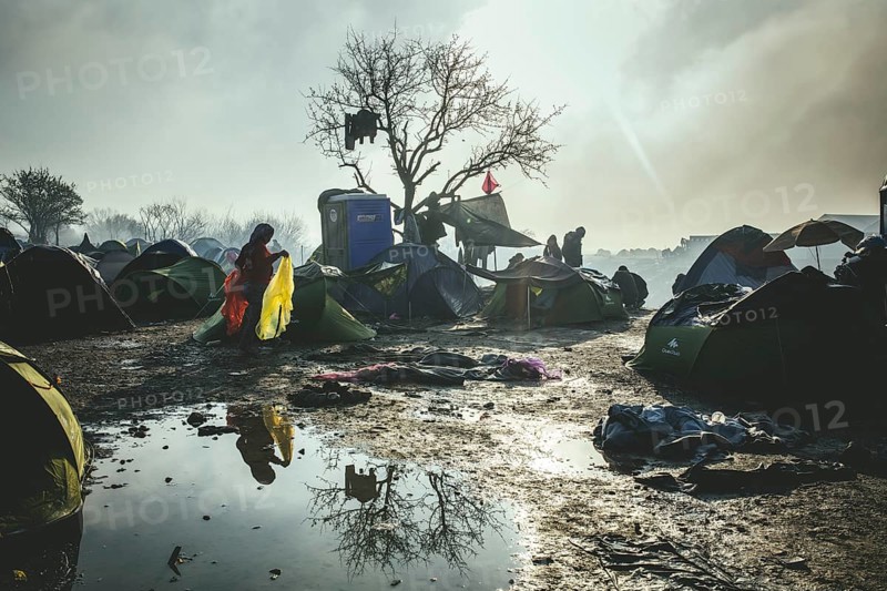 Tents in the morning after heavy rains