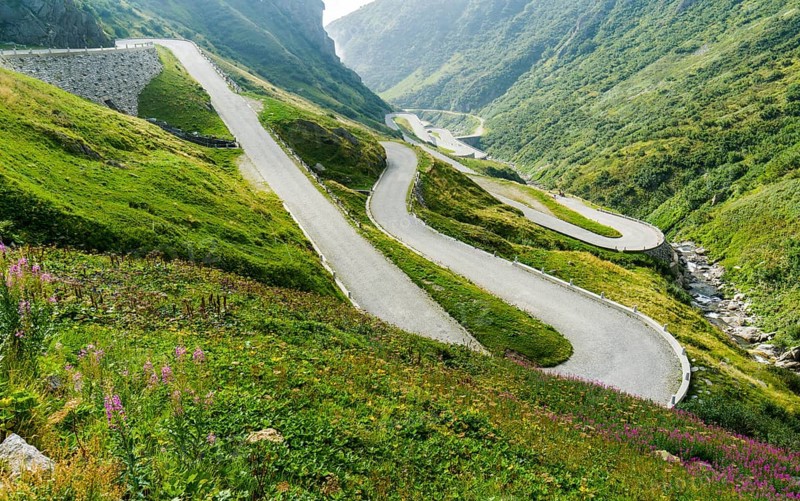 The old road Tremola to Gotthard Pass
