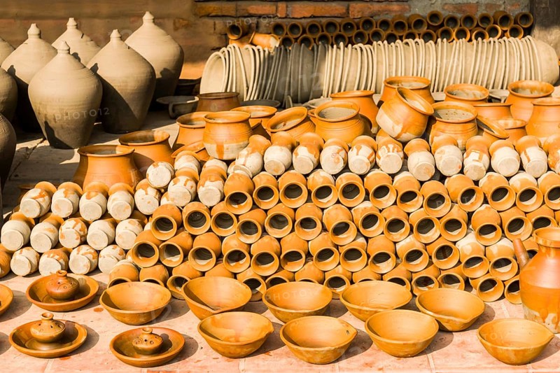 Pottery is drying in the sun in the streets