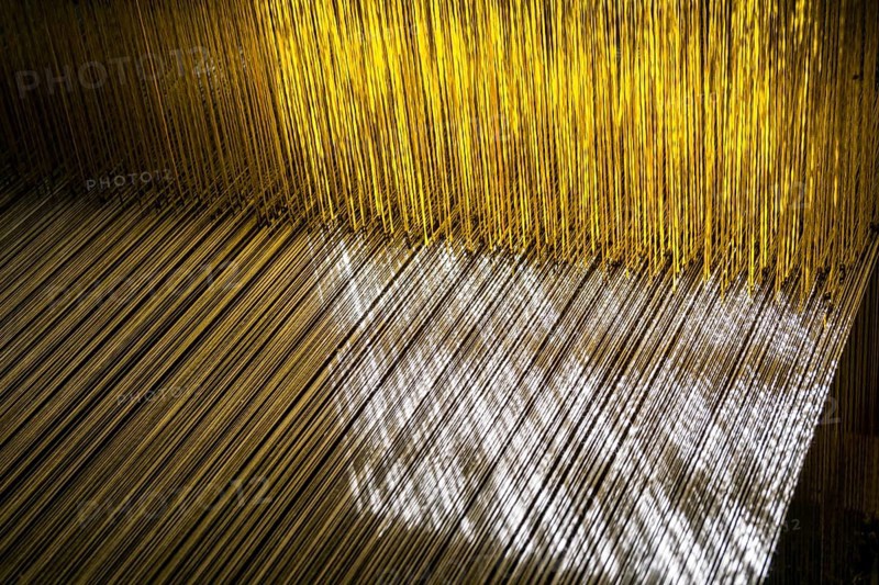 Detail of the old traditional looms for weaving the material for the traditional nepali Dhaka topi hats