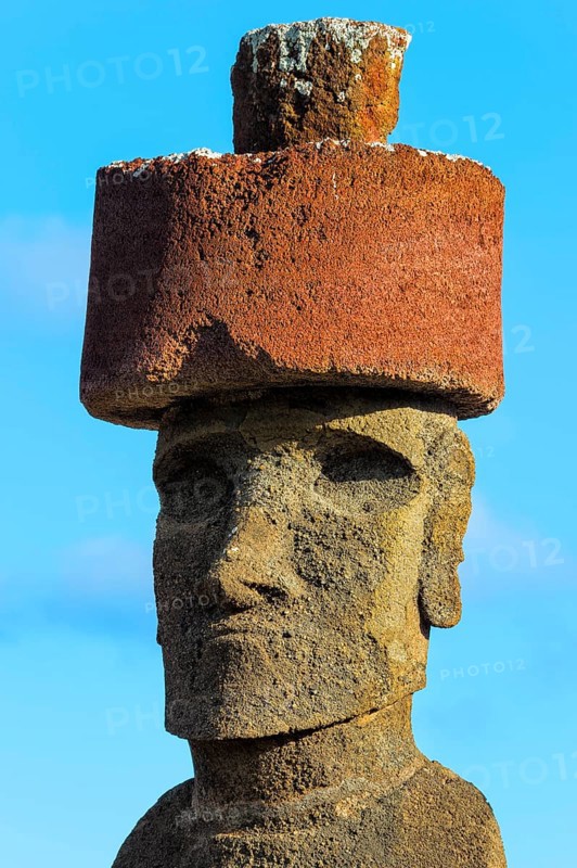 Ahu Nao-Nao Moai wearing a red hat