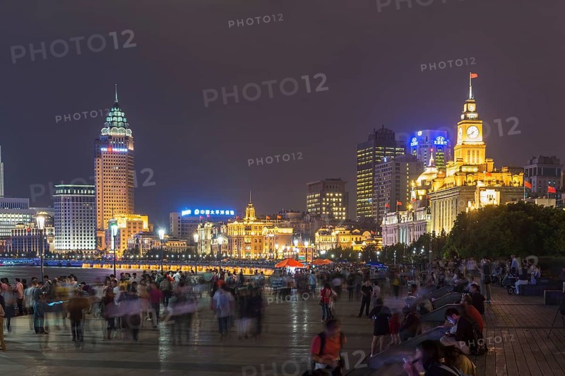 Waterfront The Bund with skyline at night