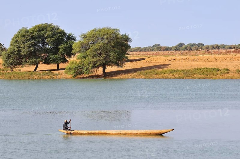 Dugout canoe on the river Senegal in Bogue