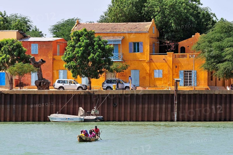 View over the river Senegal to the Senegalese town of Podor
