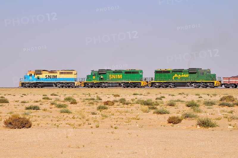 Railway through the desert for the transport of iron ore from M'Haoudat to Nouadhibou port