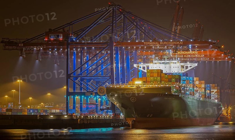Container ship in the container terminal