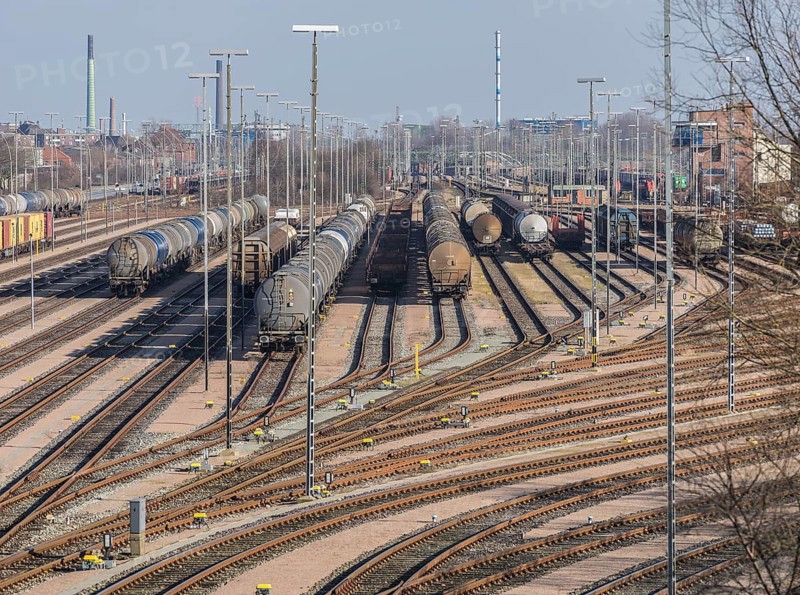 Storage tracks with freight trains