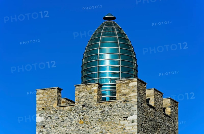 Glass dome designed by Mario Botta on the tower of the bishop's castle Leuk