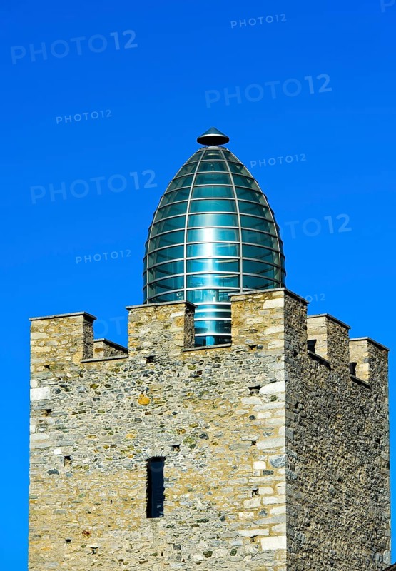 Tower with glass dome designed by Mario Botta