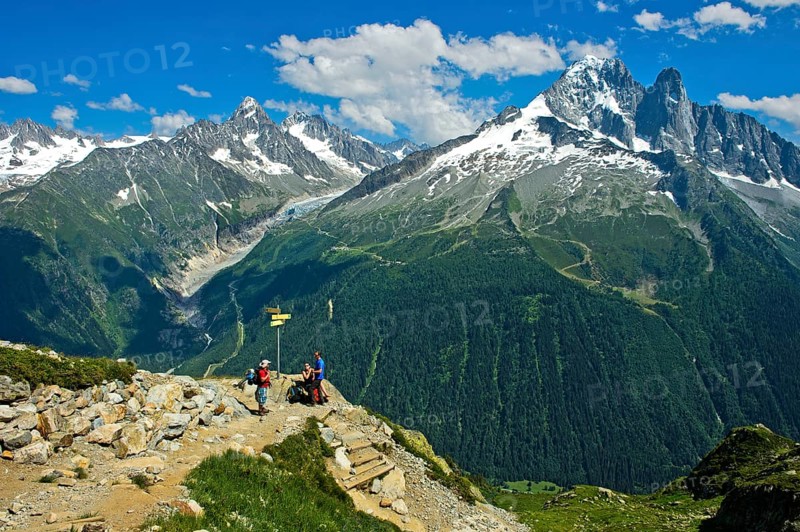 Hikers in the Aiguilles Rouges nature reserve