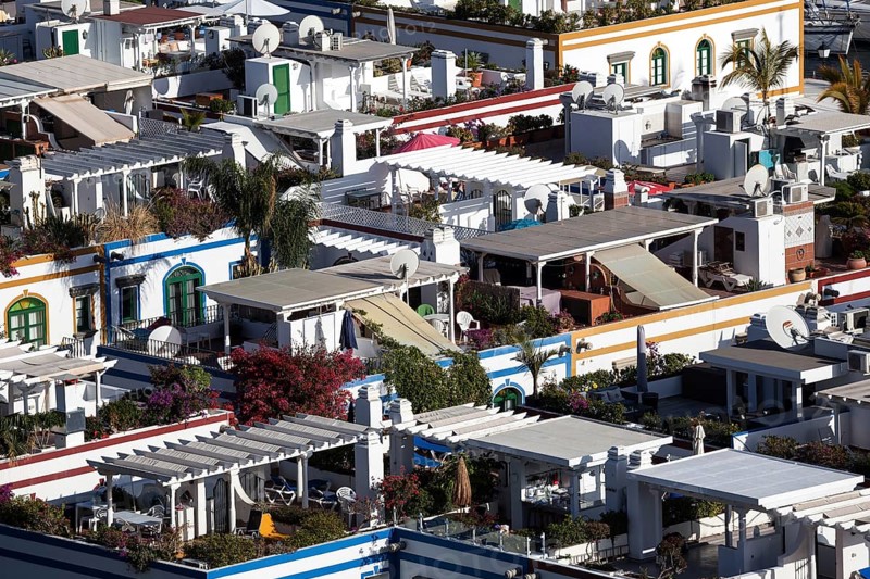 View from the Mirador towards roof terraces of houses