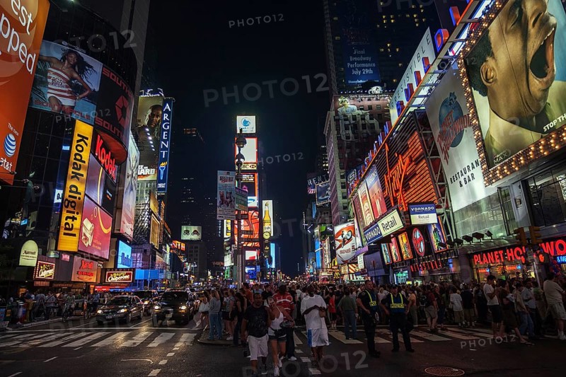 Illuminated advertising at night