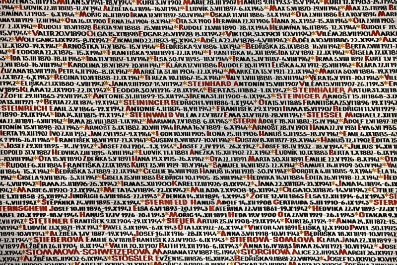Detail of the list of Jews murdered in the Holocaust