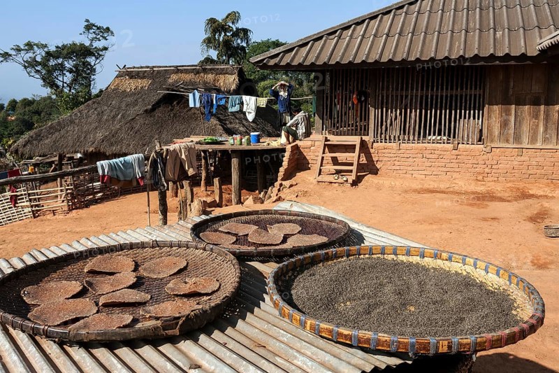 Grain flatbread drying in the sun