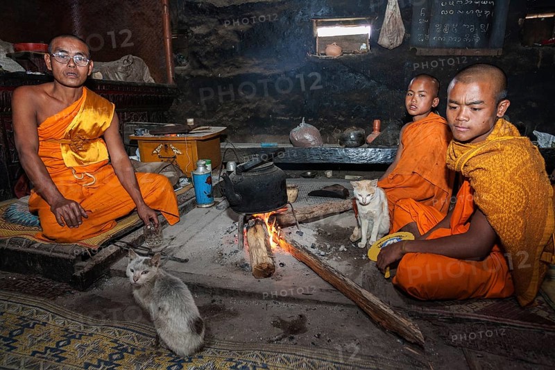 Buddhist monk with apprentices