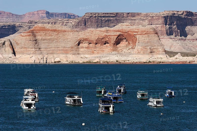 Red Navajo Sandstone cliffs at Lake Powell