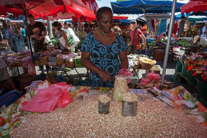 Local woman selling grated breadfruit