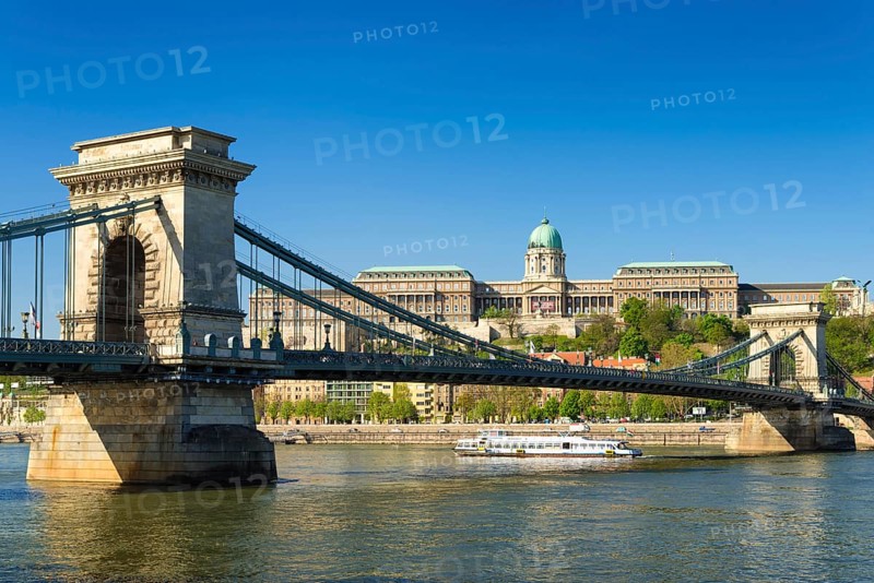 Szechenyi Chain Bridge over the Danube and Buda Castle