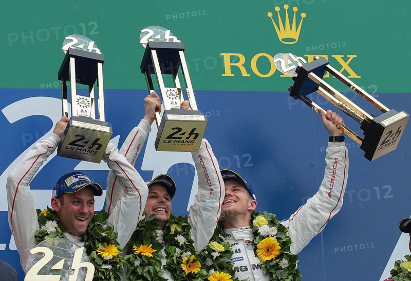 The drivers of the first-placed Porsche 919 Hybrid
