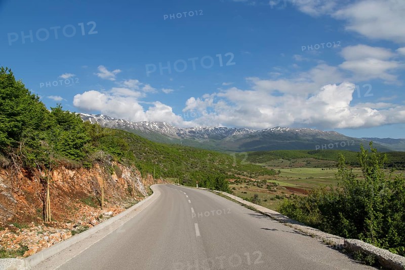 Mali i Thate mountain panorama at lake Prespa