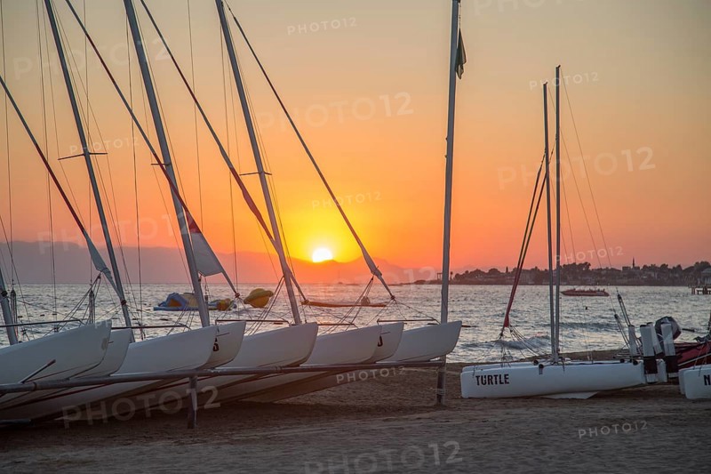 Sailboats at sunset