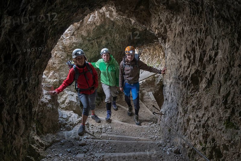 Tourists in the rock tunnel