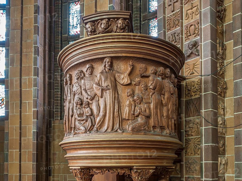 Wooden pulpit with Nazi symbolism