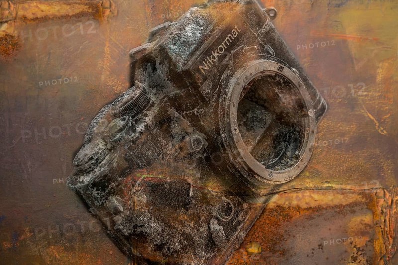Old rusty analog SLR camera