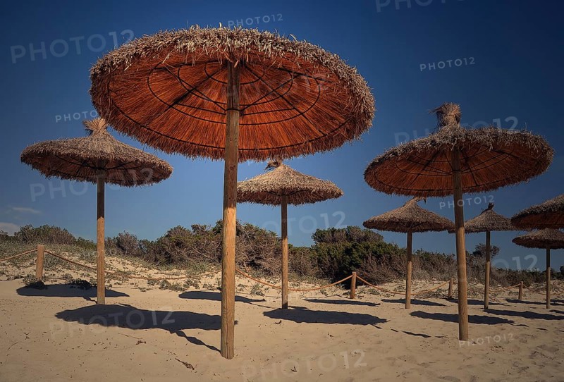Straw umbrellas