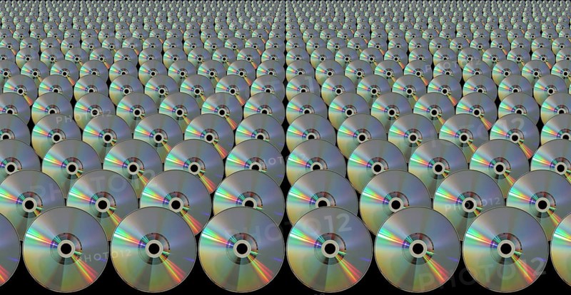 CDs lined up in rows