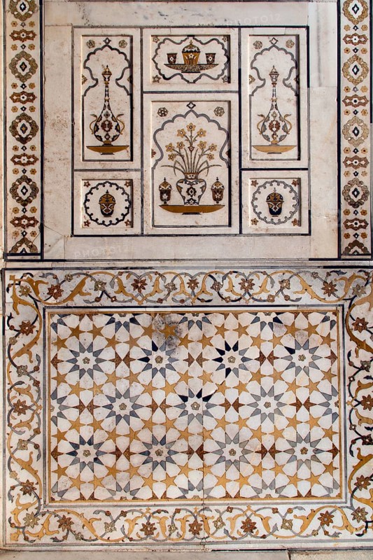 Floral marble inlays