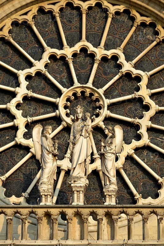 Figures in a rose window