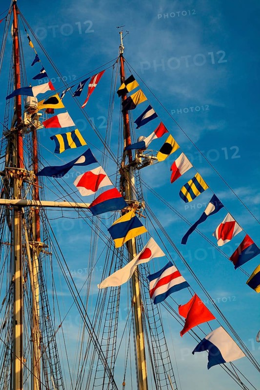 Bunting on the Swedish sailing boats HMS Gladan and HMS Falken