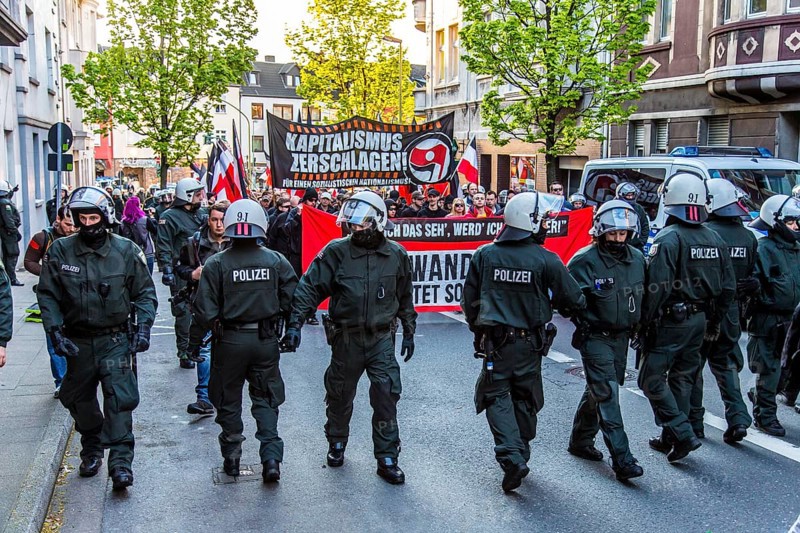 Police at a protest