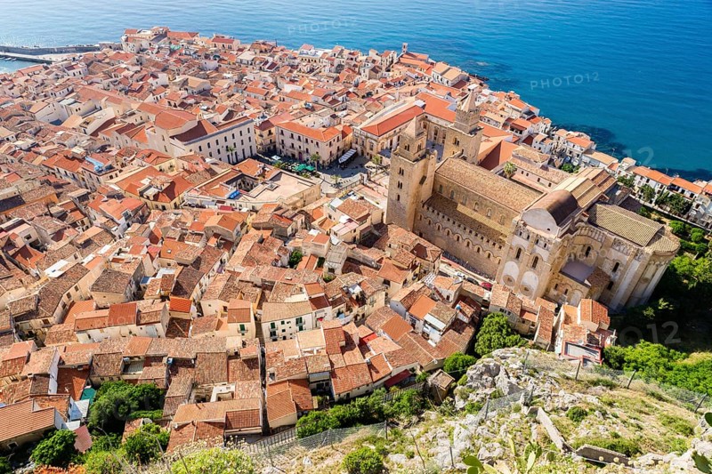 View from Rocca di Cefalu on the historic centre